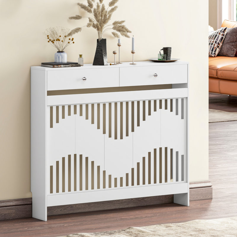 Radiator Cover, White, 96cm H x 109cm W x 19cm D