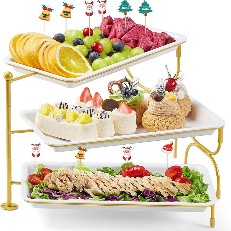 Rotate The European-style Rectangular Cake Stand,gold