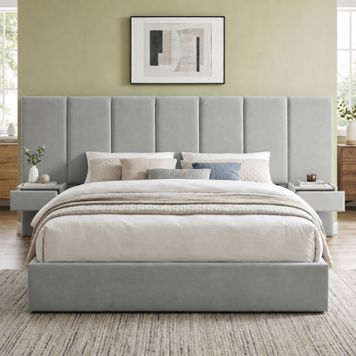 Iokaste Upholstered Lift Storage Bed Frame with Hotel-Style Headboard, Queen Size & King Size Bed Frame, Sprung Slats, Velvet Headboard and Drawers, Gas Lift Hydraulic Support, No Box Spring Needed