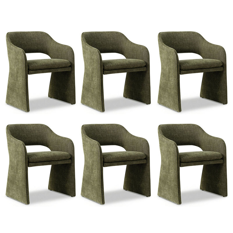 Fauteuil de salle à manger rembourré de 19 po de hauteur, Vert olive