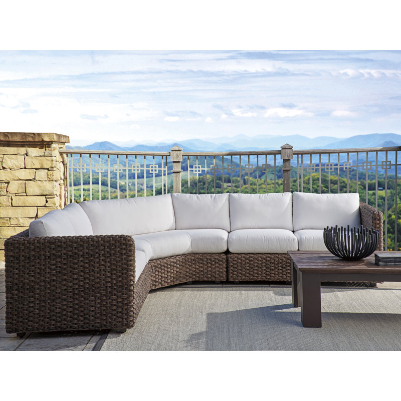 Kilimanjaro 126" Wide Outdoor Wicker Curved Patio Sectional with Sunbrella Cushions