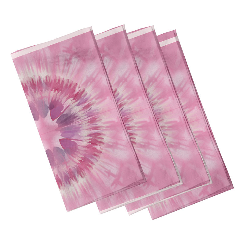 Alissiya Polyester Abstract Square Napkin, Pink