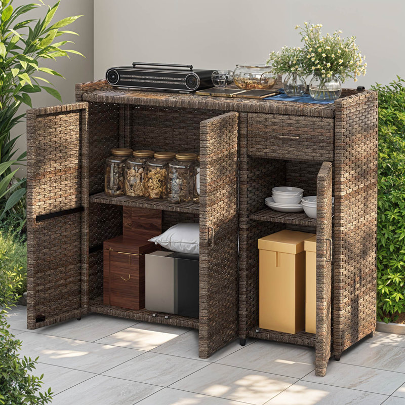 Latitude Run® Doerfler 47.6'' W Water Resistant Cabinet Deck Box in Brown