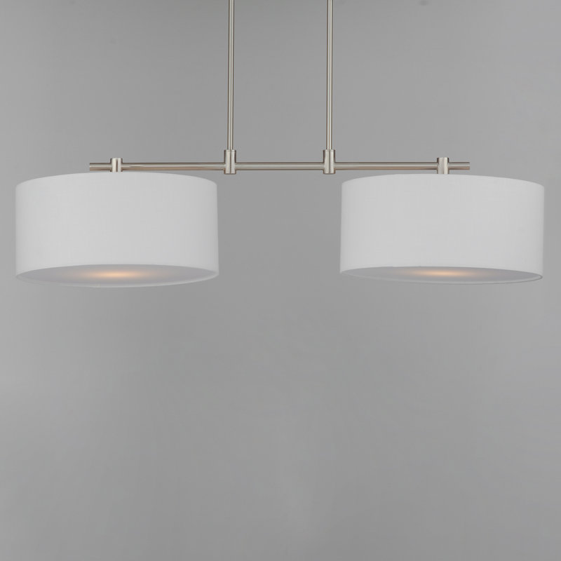Luminaire suspendu pour îlot de cuisine 2 lumières Eronim, Nickel satiné, Blanc