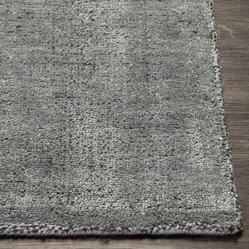 Tapis gris ardoise fabriqué à la main Alba, Rectangle 9 pi x 12 pi