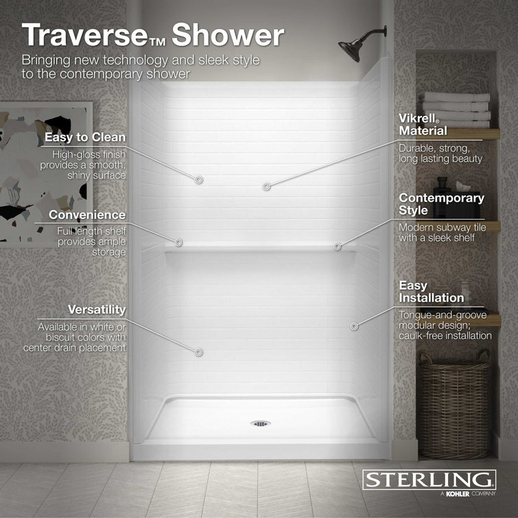 38'' Direct-to-Stud Corner Shower Wall Set in High Gloss White
