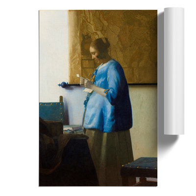 Woman Reading A Letter by Johannes Vermeer - No Frame Painting