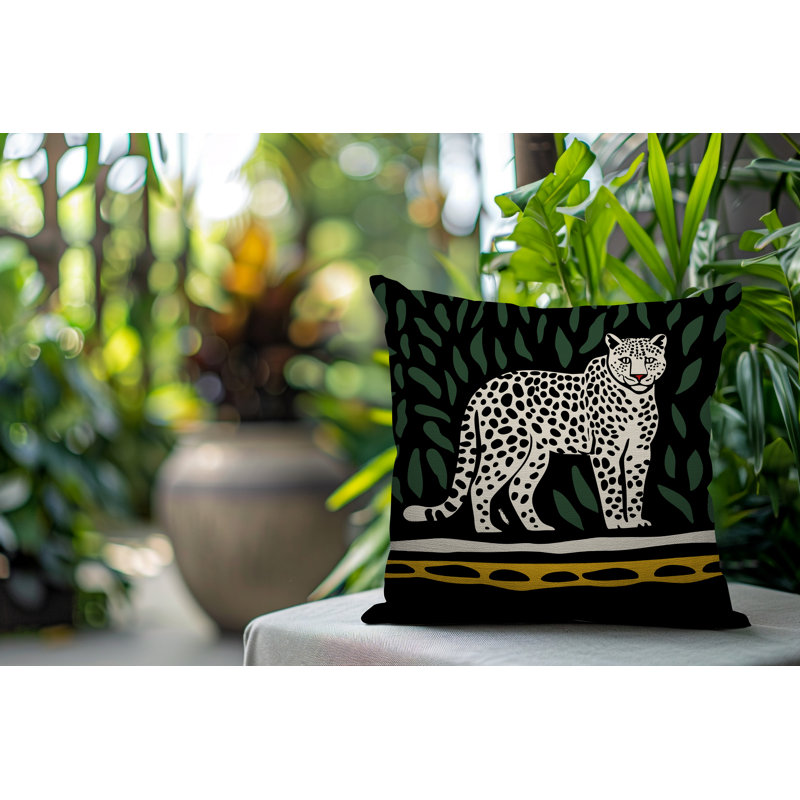 Oreiller carré réversible intérieur / extérieur Hota Leopard, Carré 16 po, Jaune