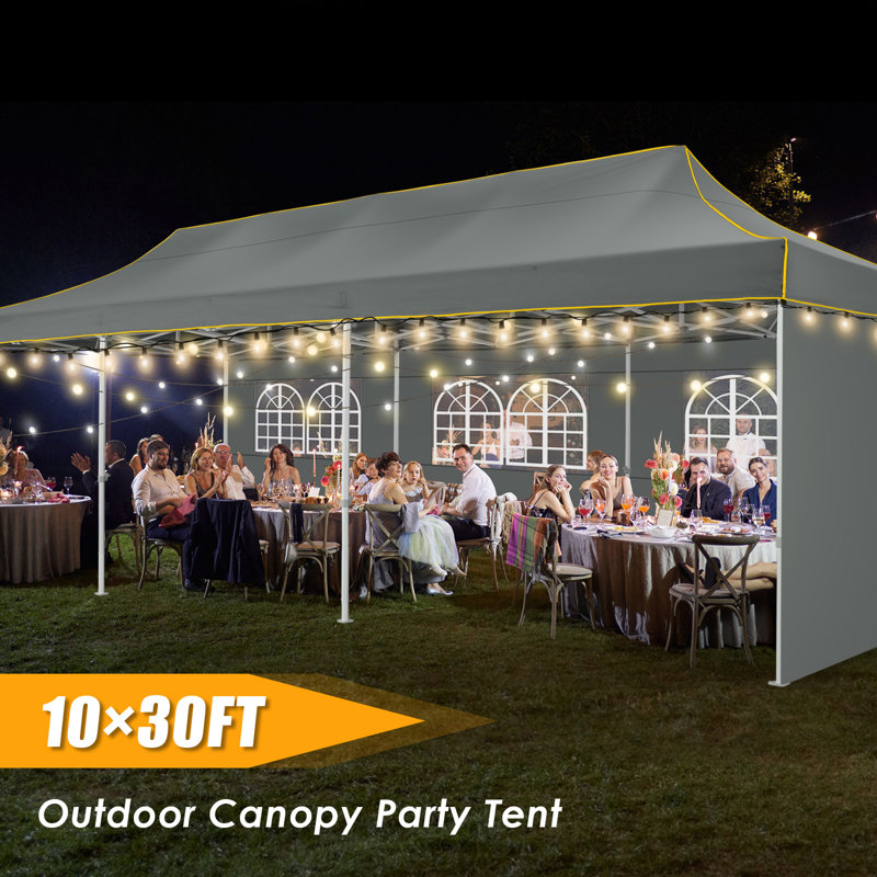 Tents for Parties 10x30 Heavy Duty Pop Up Canopy Tent with 5 Sidewalls&Wheeled Bag, Commercial Event Party Tent Wedding Instant Canopy Waterproof, UV 50+, Upgraded Thicked Hexagonal Legs