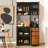 Ebern Designs 71" Tall Kitchen Pantry Buffet Hutch Freestanding Storage Cabinet 4 Doors Black
