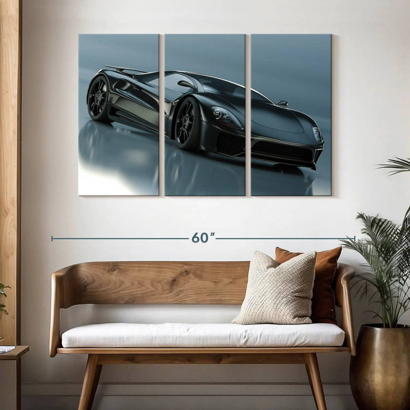 Mehar Shiny Black Supercar, 32" H x 50" W