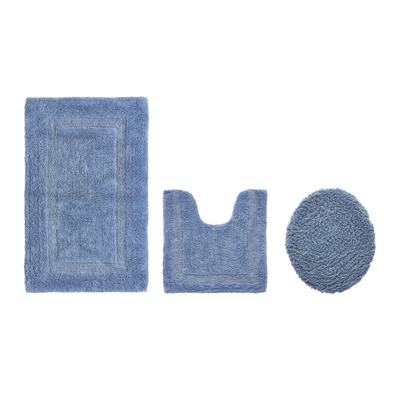 Annerose Premium 100% Cotton 3 Piece Bath Rug Sets, Machine Washable, Super Absorbent & Tufted Weave Reversible Bath Mat for Bathroom, Shower, and Tub, Oeko-Tex Certified Bathroom Rugs