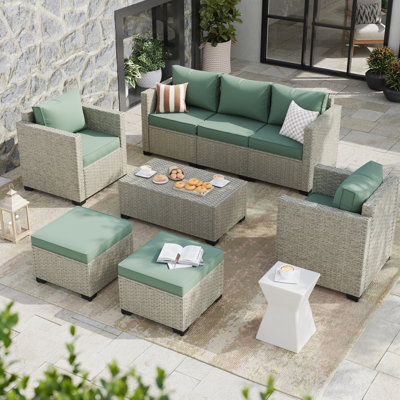 Wicker Sofa Seating Group With Storage Deck Box