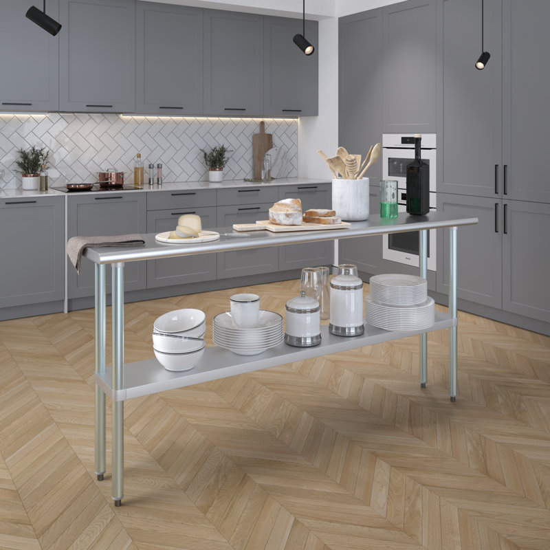 72" Stainless Steel Work Table with Galvanized Undershelf