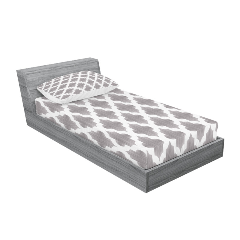 Drap-housse et coussin décoratif Ambesonne gris et blanc Dimgrey et blanc, Ensemble de draps pour lit simple + 3 pièces supp