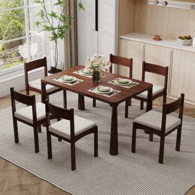 7-piece Dining Table Set With Upholstered Seats