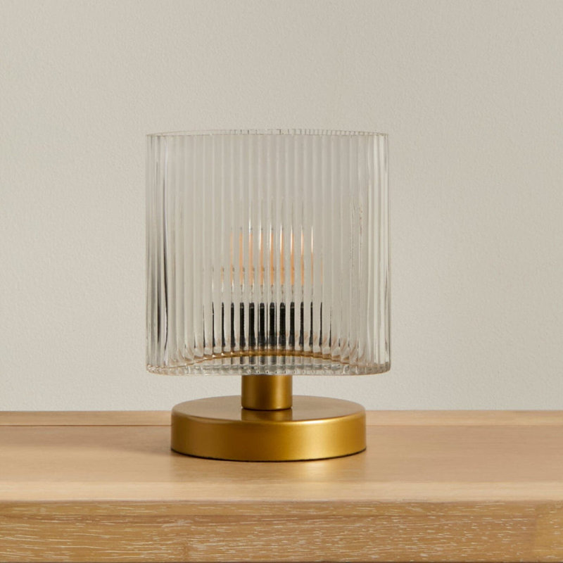 EDWORTH Metal Table Lamp, Clear, Gold