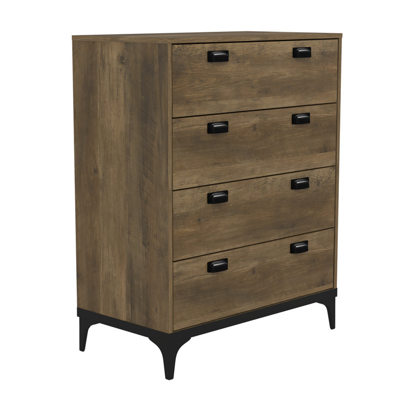 4 - Drawer Chest of Drawers, Knotty Oak