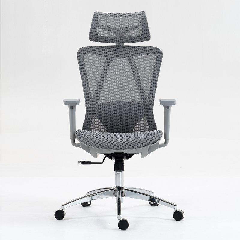 Chaise de bureau en filet à haut dossier, Gris