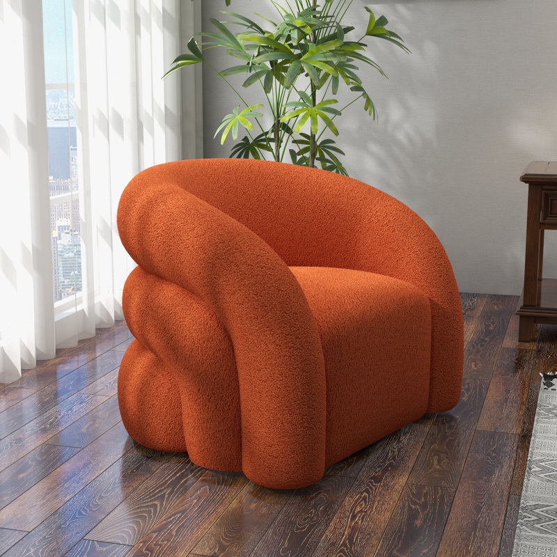 Upholstered Swivel Barrel Chair, Orange