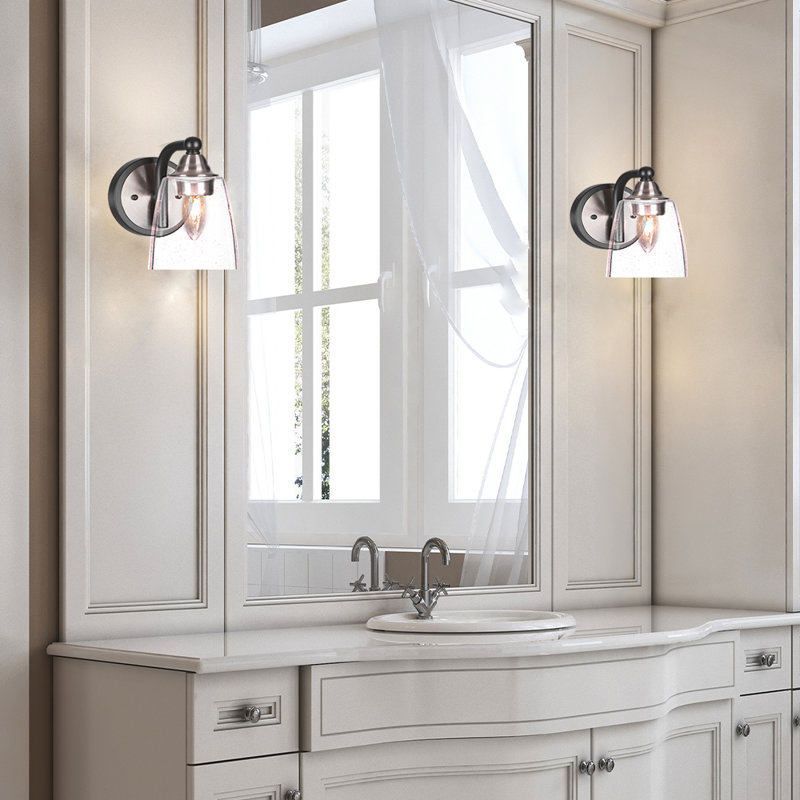 Applique murale 1 lumière Achen, Noir mat / nickel brossé