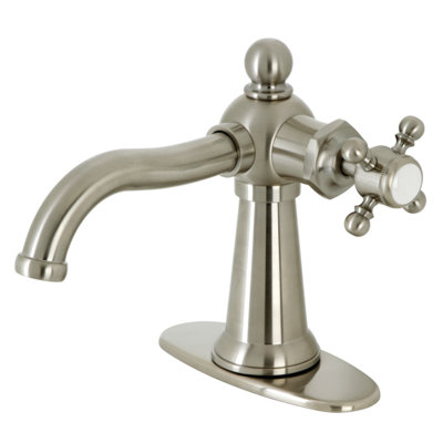 Kingston Brass Nautical Single-Handle 1-Hole Deck Mount Bathroom Faucet with Push Pop-Up and Deck Plate