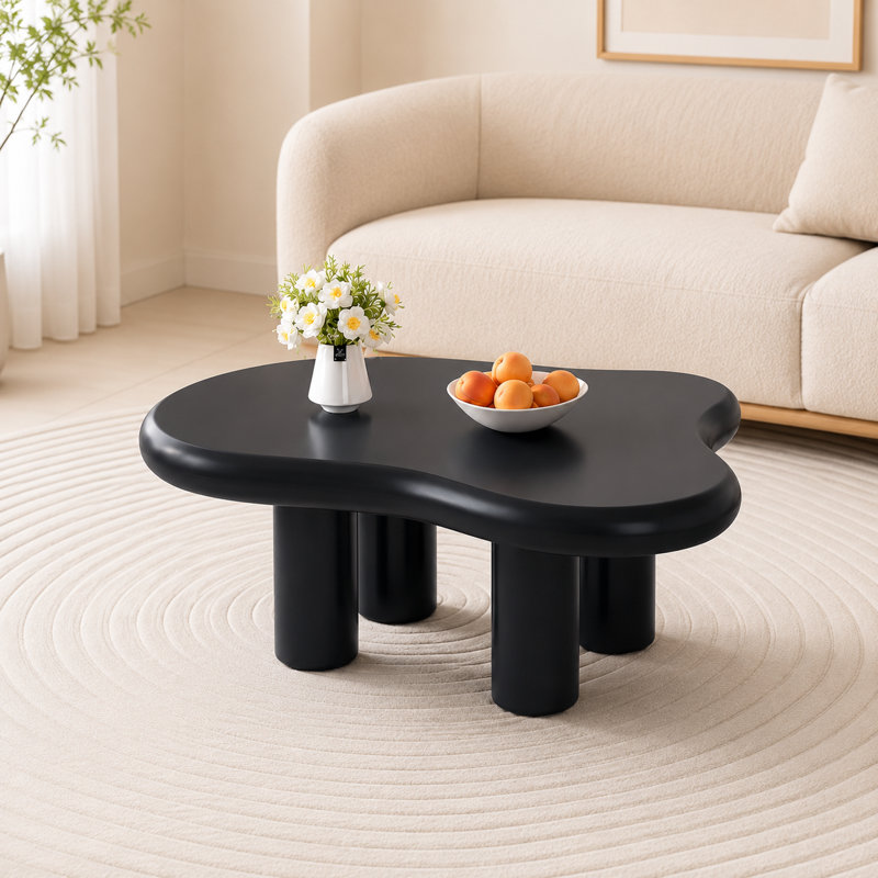 Guyii cute modern living room cloud black coffee table, small space minimalist style central table