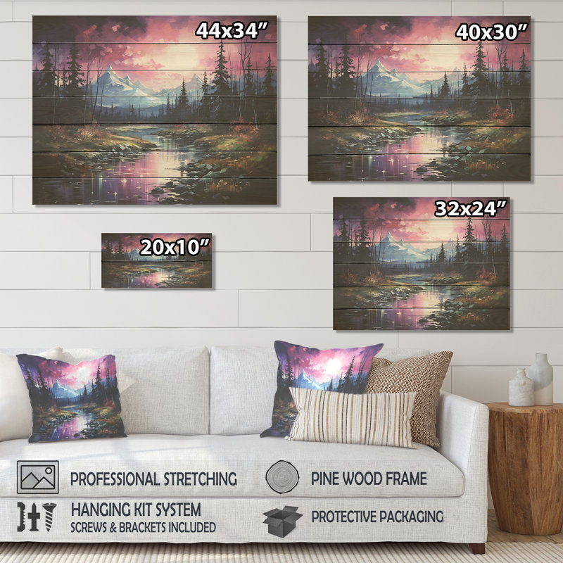 Northern Light Arctique Glow I - aurores boréales sur bois, H 34 po x l 44 po x P 0,78 po