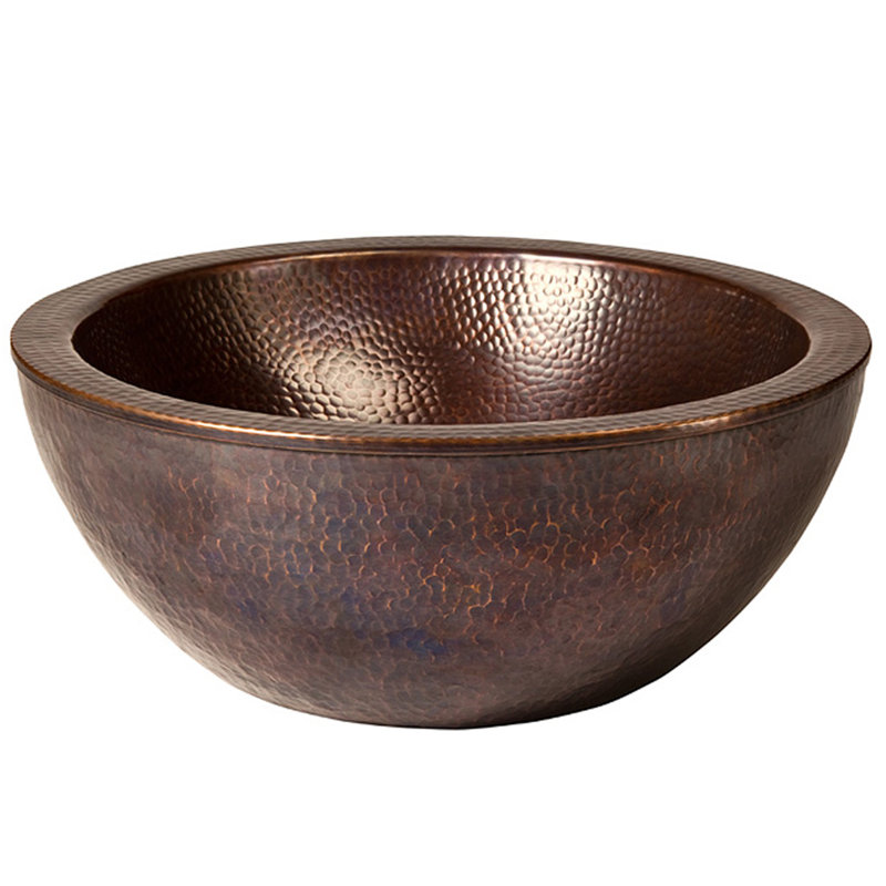 Barclay Boone 16'' Metal Circular Bathroom Sink, Hammered Antique Copper