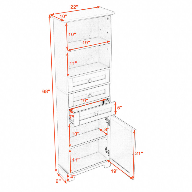 Armoire à linge sur pied Demante, Gris