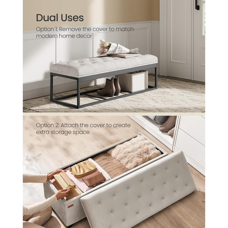 Atmane Fabric Upholstered Storage Bench, White