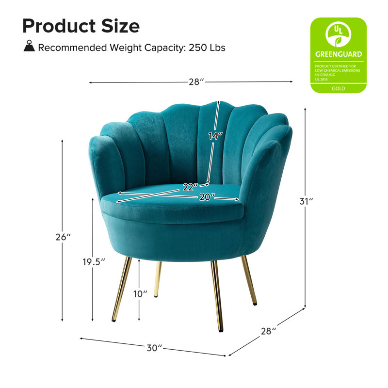 Fauteuil demi-tonneau Hendrix, Velours bleu