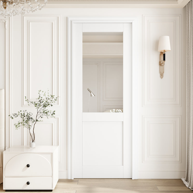 Porte de miroir de 28 po x 80 po, porte de dalle intérieure semi-légère de qualité supérieure, porte de dalle blanche apprêtée prête à peindre, sans quincaillerie, parfaite pour la chambre à coucher, le placard, le couloir, le salon, le garde-manger et la salle de bain. Poche, portes françaises et pliantes
