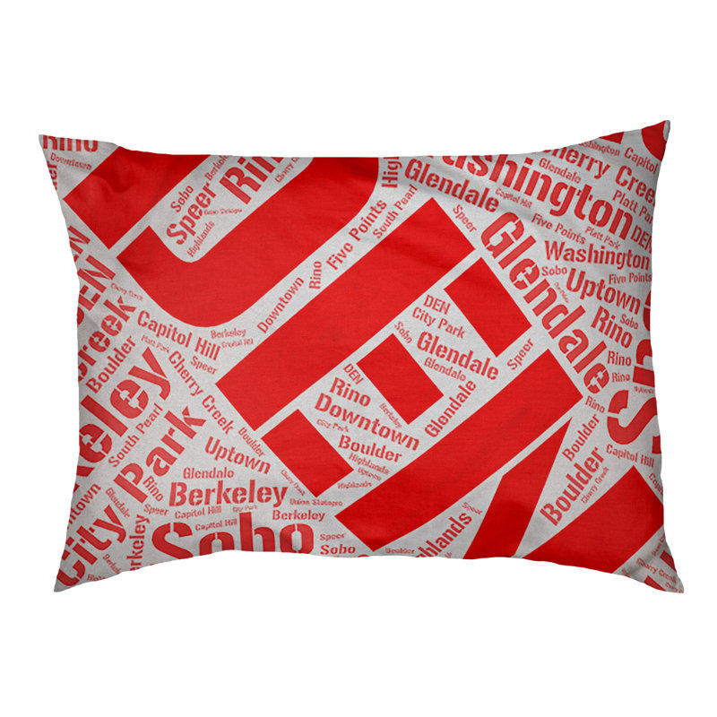 Coussin de chien « districts », Rouge, Très grand (H 17 po x l 50 po x P 40 po), Denver