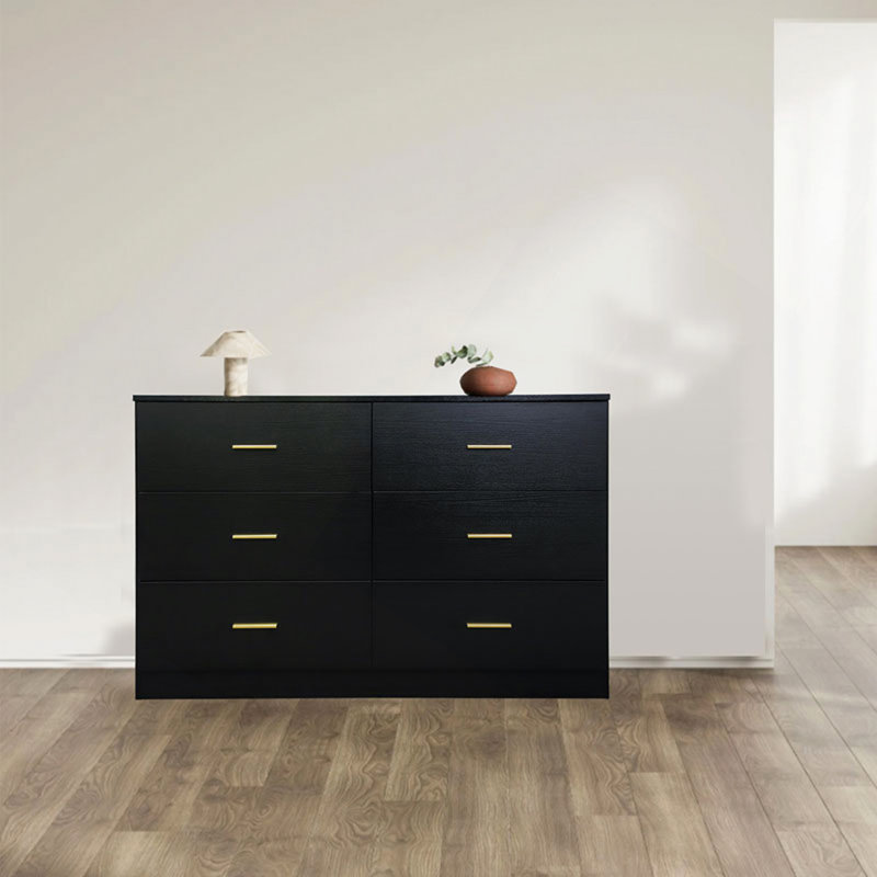 Commode 6 tiroirs Nergizli, Noir