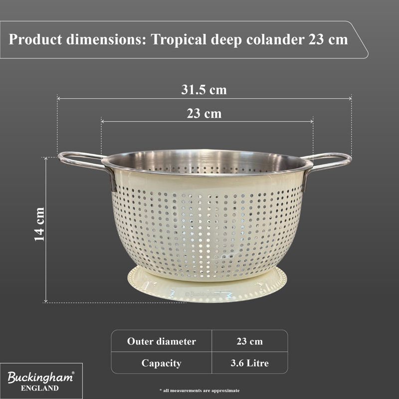Buckingham Stainless Steel Colander, Cream