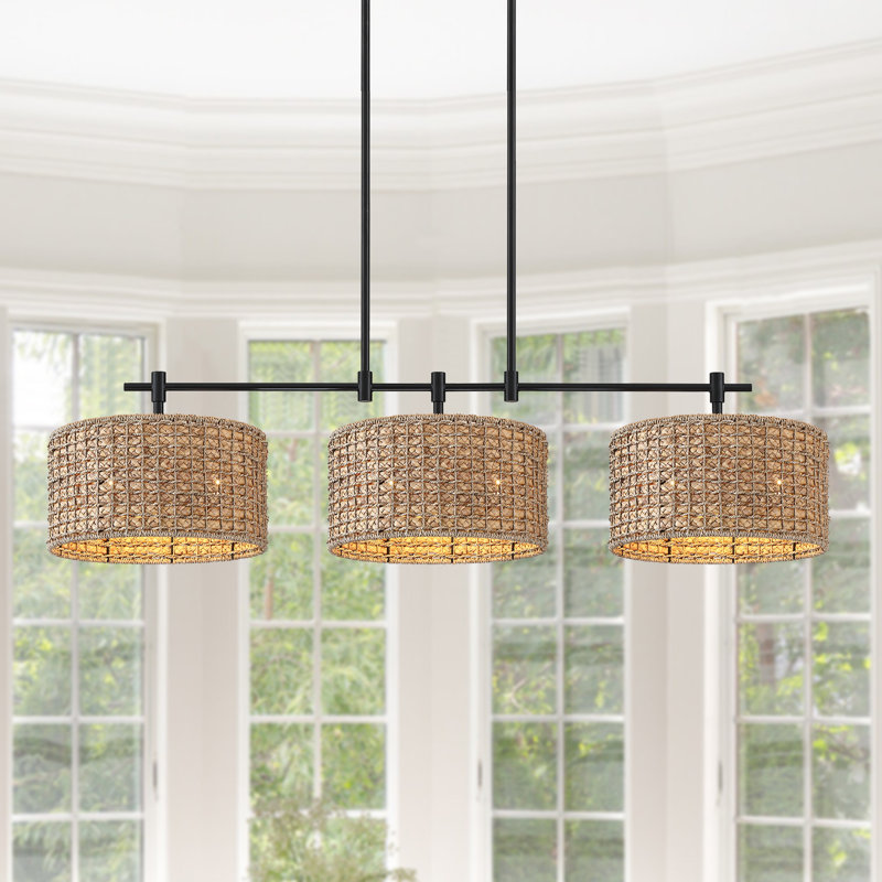 Stutz 3 - Light Rattan Drum Chandelier