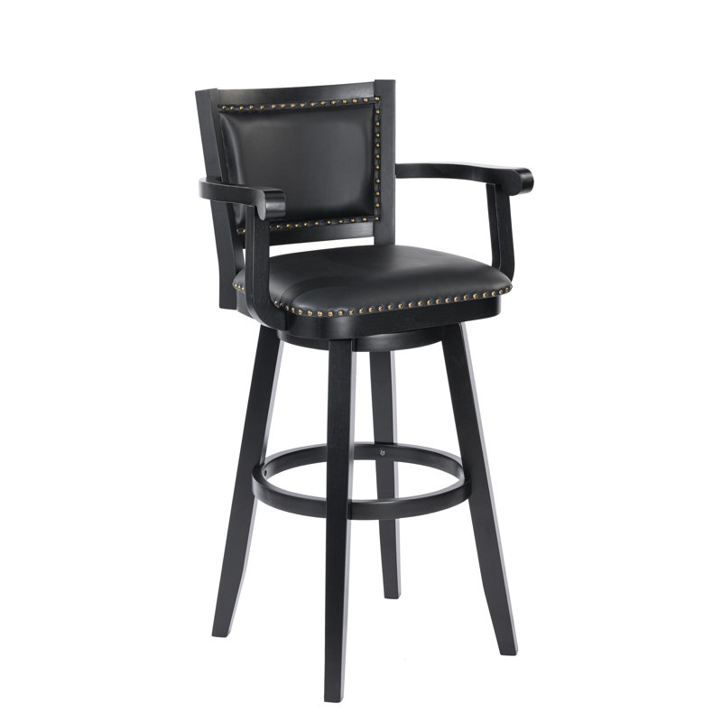 Angelija Extra Tall Swivel Bar Stool, Black