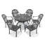 Ensemble de salle à manger d'extérieur rond de 122 cm (48,03 po) avec trou pour parasol, 6 chaises empilables, coussins bruns, ensemble de 7 pièces-7269775
