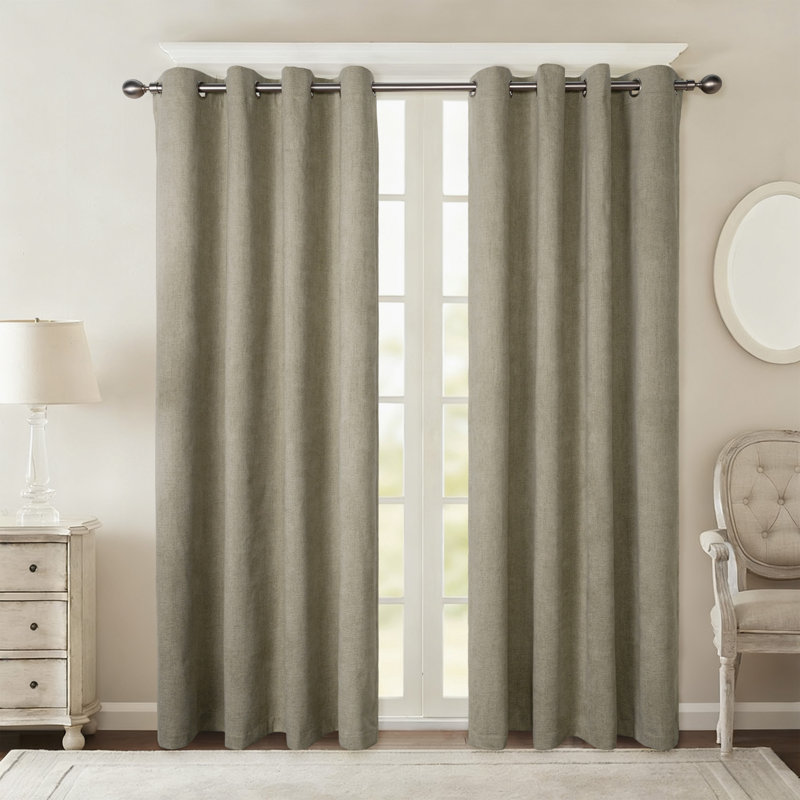 Paire de rideaux extra doux 100% occultant avec œillets, L 52 po x L 96 po, Café