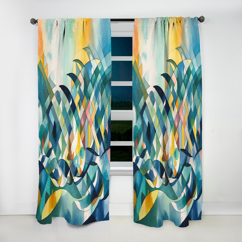 Santee - rideau en velours moderne - obscurcissant - 1 panneau de velours bleu et orange, L 52 po x L 108 po