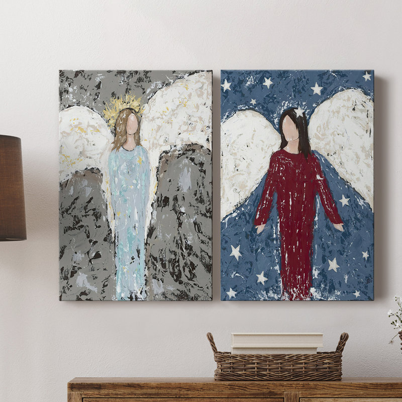 Angels Chacun - Toile tendue avec châssis de qualité supérieure - Prêt à être accroché, H 27 po x l 36 po