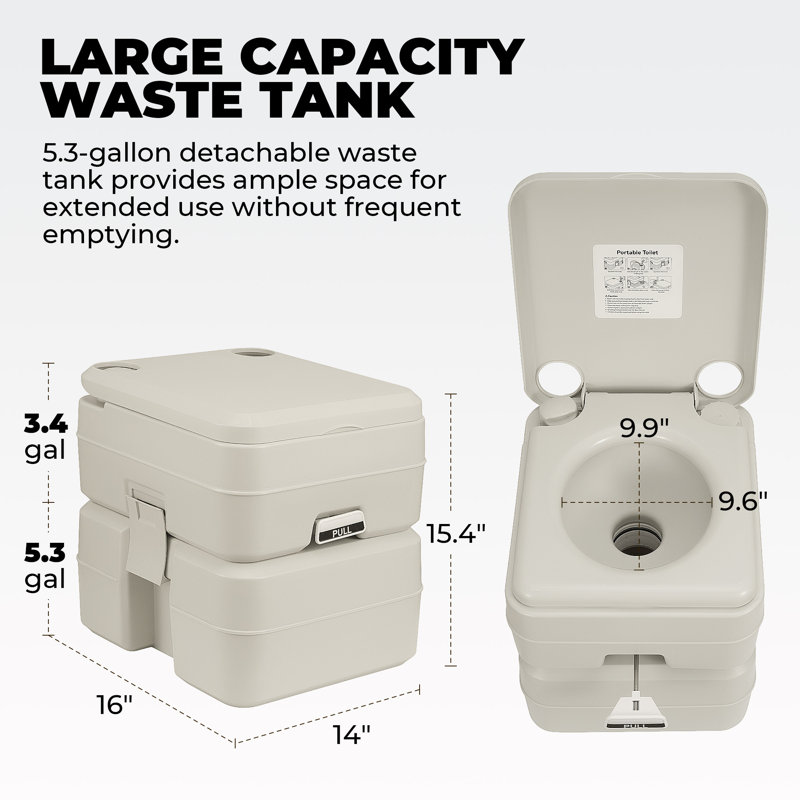 Portable Toilet, 5.9 Gallon Detachable Waste Tank, 120 Flushes, Outdoor Camping RV Toilet Porta Potty For RV Travel, Boating, Hospital, Truck