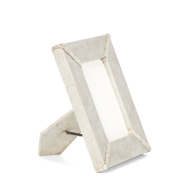 Leather Picture Frame, Cream/Gray, 4" x 6"