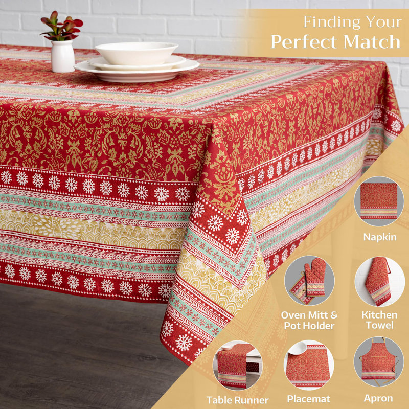 Maison d' Hermine Table Cloth Rectangle Table 100% Cotton 60 x 120 Inches Fall Tablecloth Reusable Everyday Use for Thanksgiving Christmas Decorations Dining Farmhouse Party (Sofia)