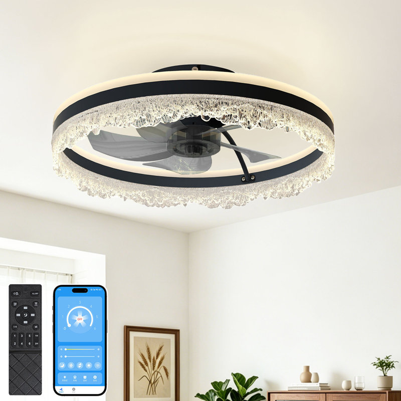 Ventilateur de plafond en cristal 20 "avec lumière DEL à intensité variable, 20" Crystal Ceiling Fan with Dimmable LED Light