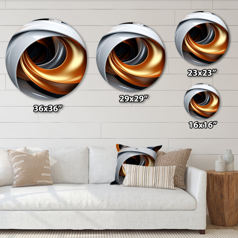 Middleton liquide abstrait tourbillon minimal - Art abstrait rond en métal, H 29 po x l 29 po 