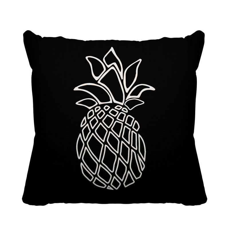 Housse de coussin d'extérieur carré Calico, H 17 po x l 17 po, Noir