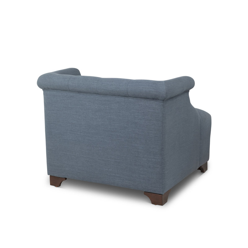 Scroll Arm Occasional Chair, Mocha, Heathered Navy