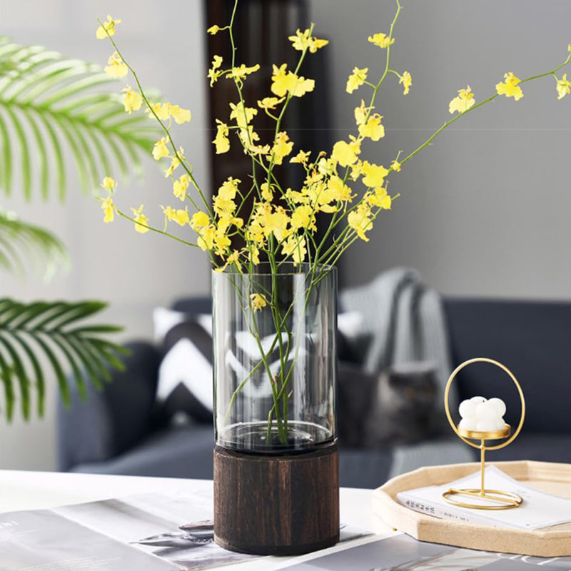 10" H Wood Glass Vase